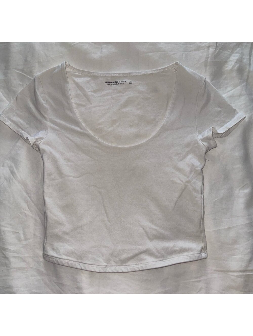 Abercrombie Scoop Neck Short Sleeve Crop Top White XS